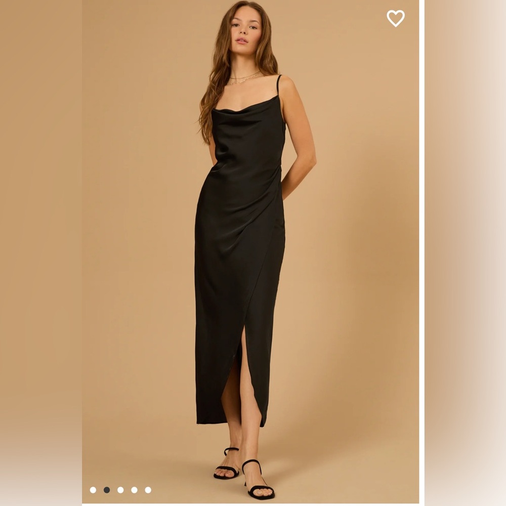 S Altar’d State Sadie Satin Scoop Neck Maxi Dress - Black